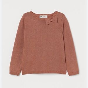 H&M Girls Rust Glittery Bow Detail Sweater